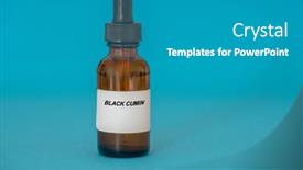  Presentation with cumin - Presentation with herbal-tincture-in-a-glass background and a teal colored foreground