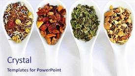  Presentation with wellness - Theme having herbal wellness dried tea background and a sky blue colored foreground