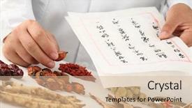  Presentation with herbs - Slides with herbalist make a prescription chinese background and a soft green colored foreground