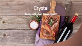  Presentation with table salt - Slides featuring herbs alcohol - grilled beef steak with rosemary background and a coral colored foreground