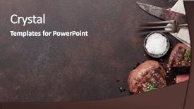  Presentation with steaks - Slide set consisting of herbs alcohol - grilled fillet steaks and glass background and a dark gray colored foreground