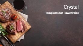  Presentation with steaks - Audience pleasing slide deck consisting of herbs alcohol - grilled fillet steaks on cutting backdrop and a dark gray colored foreground
