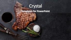  Presentation with bone marrow stem cells - Theme having herbs alcohol - grilled t-bone steak and red background and a dark gray colored foreground