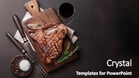  Presentation with bone - Colorful slide deck enhanced with herbs alcohol - grilled t-bone steak and red backdrop and a wine colored foreground