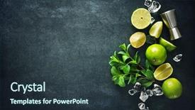  Presentation with cocktail bar - Slide set consisting of herbs alcohol - mint lime ice ingredients background and a tawny brown colored foreground