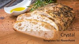  Presentation with bio - Theme enhanced with herbs and olive oil background and a coral colored foreground