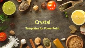 Presentation with herbs - Theme featuring herbs and spices at table background background and a tawny brown colored foreground