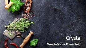  Presentation with table salt - Amazing slide deck having herbs and spices cooking backdrop and a dark gray colored foreground