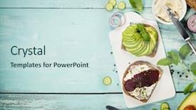  Presentation with herbs blue - Presentation theme featuring herbs and spices on blue background and a sky blue colored foreground