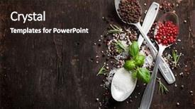  Presentation with spices - Presentation theme enhanced with herbs and spices on wooden background and a wine colored foreground