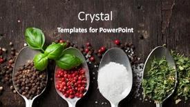  Presentation with herbs - Presentation having salt pepper - herbs and spices on wooden background and a dark gray colored foreground