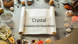  Presentation with herbs - Slides enhanced with herbs and spices on wooden background background and a mint green colored foreground