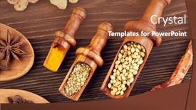  Presentation with spices - Beautiful slide set featuring herbs-and-spices-over-wooden backdrop and a tawny brown colored foreground