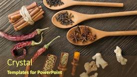  Presentation with herbs - Audience pleasing theme consisting of herbs-and-spices-over-wooden backdrop and a tawny brown colored foreground