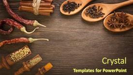  Presentation with herbs - PPT theme having herbs-and-spices-over-wooden background and a tawny brown colored foreground
