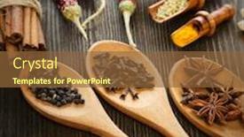  Presentation with spices - Cool new presentation theme with herbs-and-spices-over-wooden backdrop and a tawny brown colored foreground