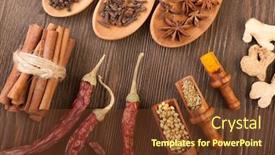  Presentation with spices - Beautiful PPT theme featuring herbs-and-spices-over-wooden backdrop and a tawny brown colored foreground