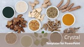  Presentation with supplement - Slide set consisting of herbs-and-spices-used background and a coral colored foreground
