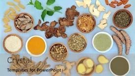  Presentation with dietary supplement - Amazing presentation theme having herbs-and-spices-used backdrop and a coral colored foreground