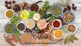  Presentation with wood rustic - Amazing presentation design having herbs and spices with olive backdrop and a coral colored foreground