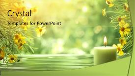  Presentation with spa concept - PPT theme consisting of herbs candles - spa concept with burning candle background and a yellow colored foreground