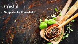  Presentation with herbs - Colorful presentation design enhanced with herbs on textured black backdrop and a tawny brown colored foreground