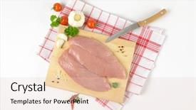  Presentation with cutting board - Presentation theme with herbs on wooden cutting board background and a lemonade colored foreground