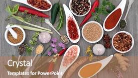  Presentation with herb - PPT theme featuring herbs spices - fresh and dried herb background and a coral colored foreground