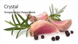  Presentation with clove - Audience pleasing presentation consisting of herbs spices - garlic clove and rosemary leaf backdrop and a white colored foreground