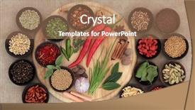  Presentation with herb - Beautiful presentation design featuring herbs spices - large herb and spice selection backdrop and a coral colored foreground