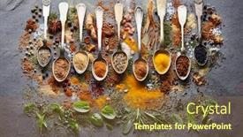  Presentation with graphite - Amazing PPT layouts having herbs-with-spices-on-graphite backdrop and a tawny brown colored foreground