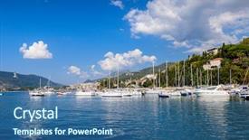  Presentation with sea port - Slides featuring herceg novi marina sea port background and a ocean colored foreground