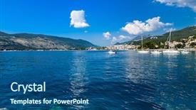  Presentation with sea port - Beautiful presentation theme featuring herceg novi marina sea port backdrop and a ocean colored foreground