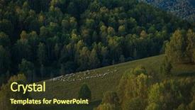  Presentation with blue mountain - Slide deck having herd of sheep background and a tawny brown colored foreground