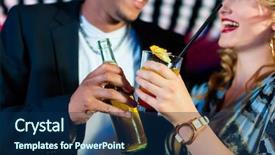  Presentation with group of people - PPT theme featuring here a couple - with cocktail background and a navy blue colored foreground