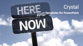  Presentation with now - Colorful presentation theme enhanced with here and now sign backdrop and a ocean colored foreground