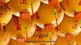  Presentation with lantern chinese - Beautiful PPT theme featuring here are lot of yellow chinese lantern backdrop and a gold colored foreground