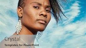  Presentation with jewelry - Audience pleasing PPT theme consisting of herero-african-girl-with-traditional backdrop and a light blue colored foreground
