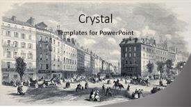  Presentation with journal - Colorful PPT theme enhanced with heritage buildings - antique illustration of rue de backdrop and a light gray colored foreground