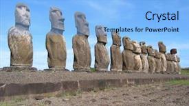  Presentation with ahu - Amazing PPT theme having heritage conservation - all 15 moais of ahu backdrop and a light blue colored foreground