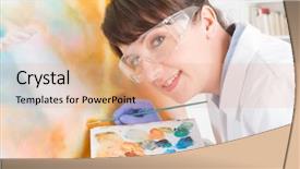  Presentation with painting old - Presentation theme featuring heritage conservation - artwork conservator at work background and a  colored foreground