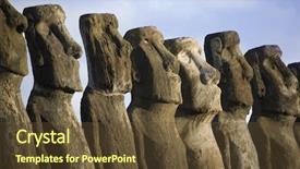  Presentation with easter - Presentation having heritage conservation - mysterious statues at easter island background and a tawny brown colored foreground