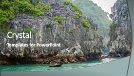  Presentation with communist party of vietnam flag - Colorful theme enhanced with heritage sites - halong bay vietnam backdrop and a gray colored foreground