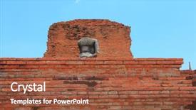  Presentation with blue sky - Presentation design having heritage sites - headless and armless buddha images background and a tawny brown colored foreground