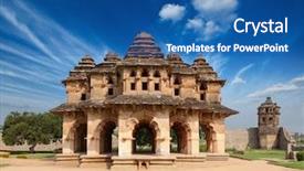  Presentation with hampi - Presentation theme having heritage sites - lotus mahal royal centre hampi background and a ocean colored foreground