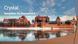  Presentation with reflection - PPT theme with heritage sites - teutonic castle in malbork background and a teal colored foreground