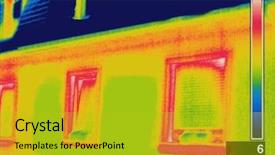  Presentation with house - Audience pleasing theme consisting of hermal - thermographic picture of a house backdrop and a gold colored foreground