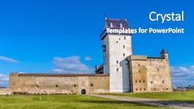  Presentation with facade - PPT theme consisting of hermann castle facade on sunny background and a teal colored foreground