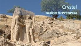  Presentation with monuments - Presentation theme enhanced with hermes - historic monuments on nemrut mount background and a ocean colored foreground