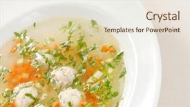  Presentation with soup - Presentation theme with hermes - soup with meatballs background and a sky blue colored foreground